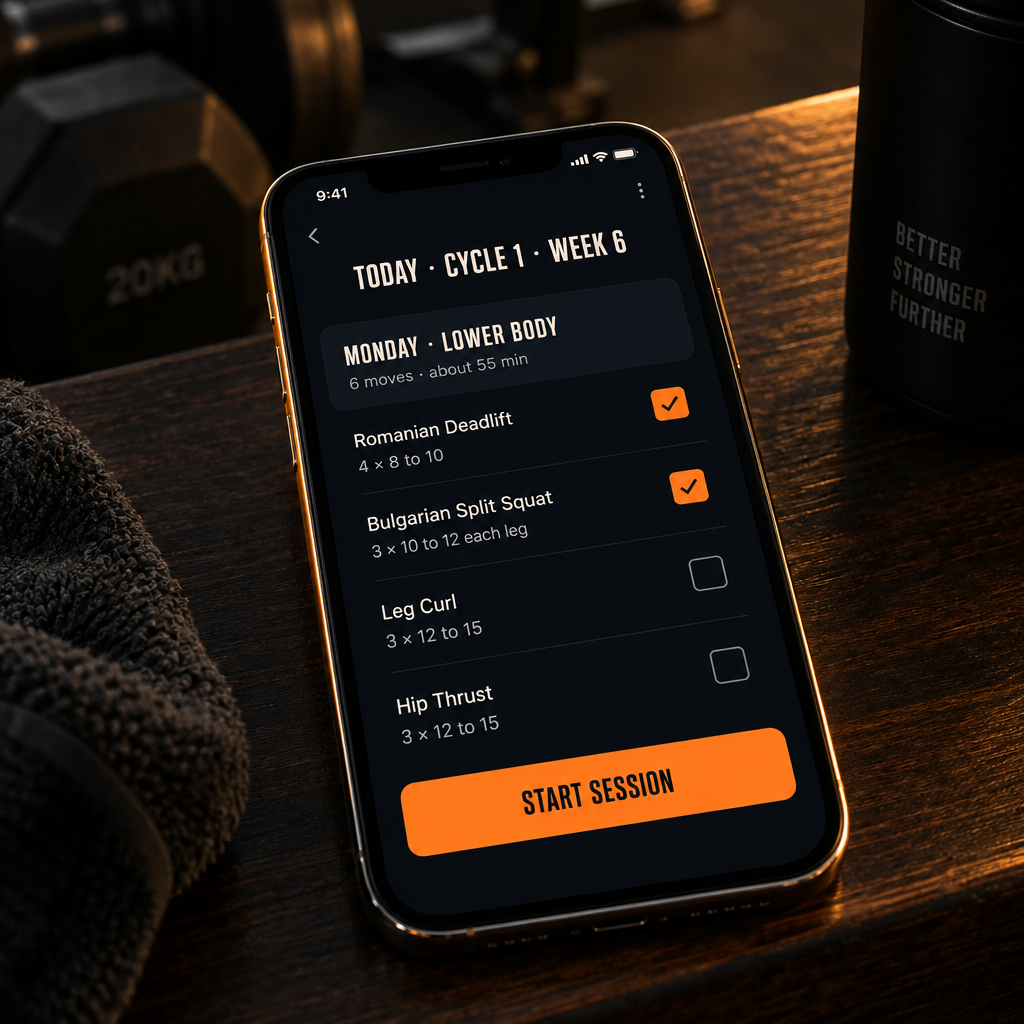 PRYME workout screen in the Road 2 Hybrid app
